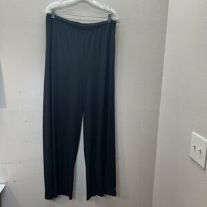 Chicos Wide Leg Pants Size 2 US Large Black Knit‎ Pull On Minimalist Classic